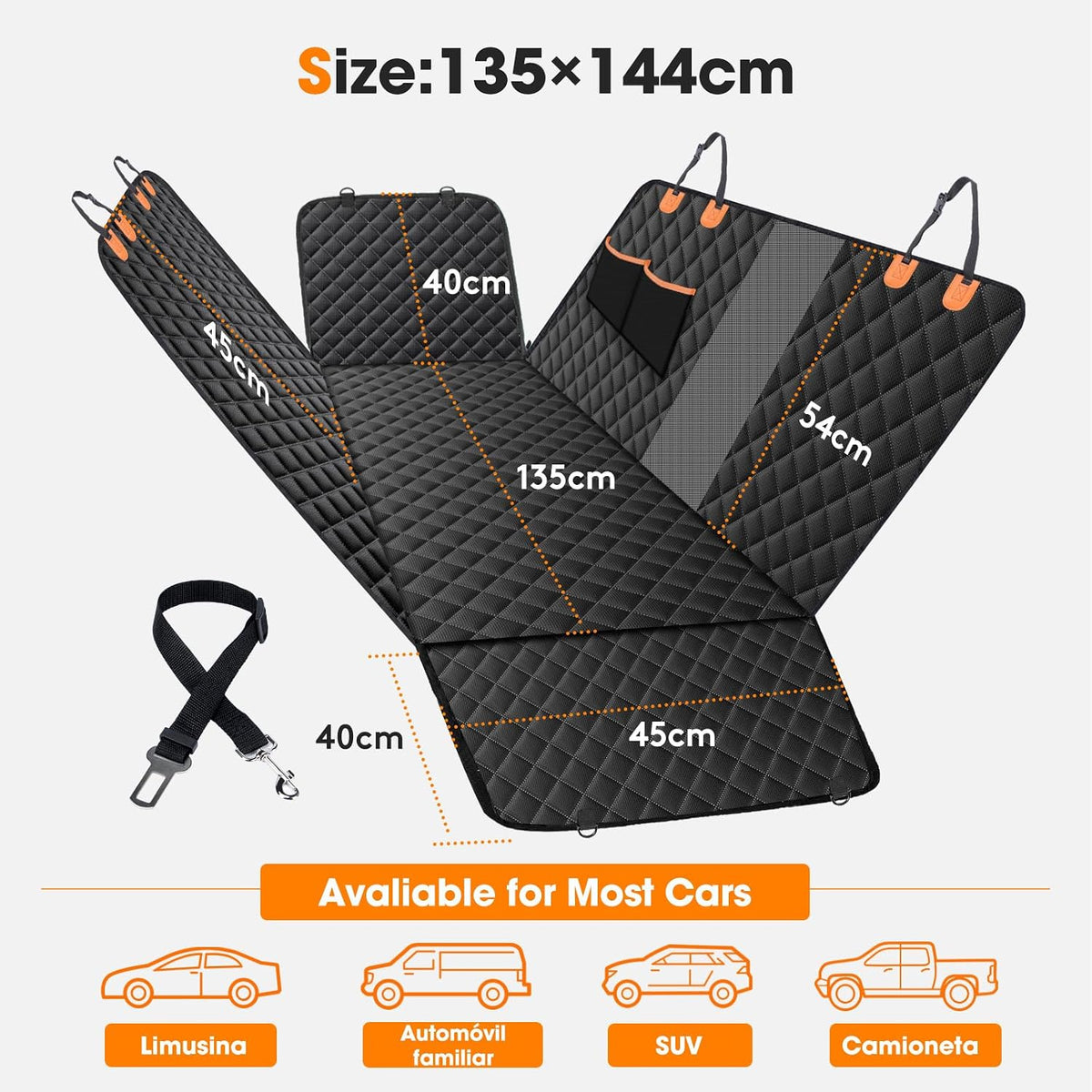 Dog Car Seat Cover Dog Hammock for Car Back Seat with Mesh Window and Side Protection, Rear Seat Covers Back Seat Cover Scratch Proof Nonslip Dog Seat Protector Cover for Most Cars/Suv