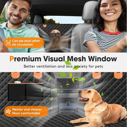 Dog Car Seat Cover Dog Hammock for Car Back Seat with Mesh Window and Side Protection, Rear Seat Covers Back Seat Cover Scratch Proof Nonslip Dog Seat Protector Cover for Most Cars/Suv