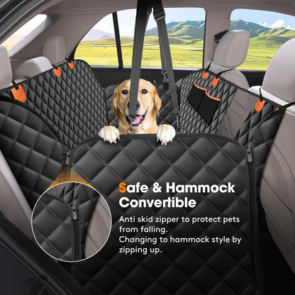 Dog Car Seat Cover Dog Hammock for Car Back Seat with Mesh Window and Side Protection, Rear Seat Covers Back Seat Cover Scratch Proof Nonslip Dog Seat Protector Cover for Most Cars/Suv