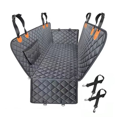 4-In-1 Heavy Duty Oxford Pet Dog Car Seat Cover Waterproof Mesh Window Safety Belt Access Side Flaps Pockets Universal Fit