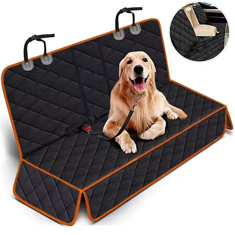 4-In-1 Heavy Duty Oxford Pet Dog Car Seat Cover Waterproof Mesh Window Safety Belt Access Side Flaps Pockets Universal Fit