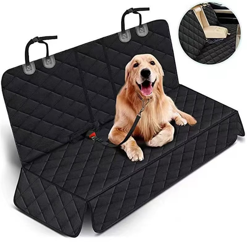 4-In-1 Heavy Duty Oxford Pet Dog Car Seat Cover Waterproof Mesh Window Safety Belt Access Side Flaps Pockets Universal Fit